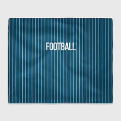 Плед Синий с белым полосатый узор с надписью футбол