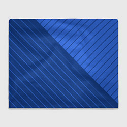 Плед флисовый Сине-голубой косые полосы, цвет: 3D-велсофт