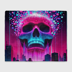 Плед Pixel skull blast brain - cyber city ai art