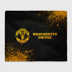 Плед флисовый Manchester United - gold gradient по-горизонтали, цвет: 3D-велсофт
