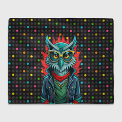 Плед флисовый Сова в одежде на стиле, цвет: 3D-велсофт