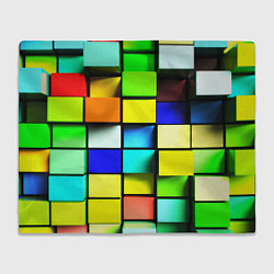 Плед флисовый Оптические кубы, цвет: 3D-велсофт