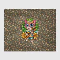 Плед Кот играет на гитаре на острове