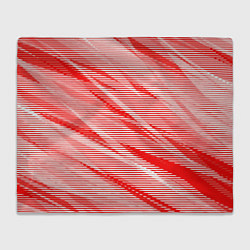 Плед флисовый Полосатый красно-белый, цвет: 3D-велсофт