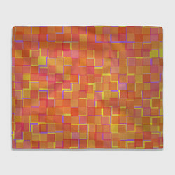 Плед флисовый Россыпь оранжевых квадратов, цвет: 3D-велсофт