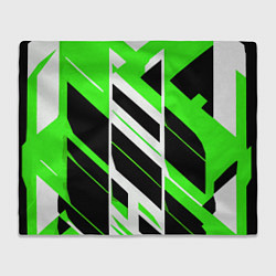 Плед Black and green stripes on a white background