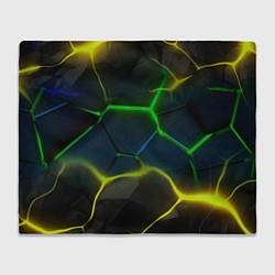 Плед Неоновые яркие зеленые плиты с желтым светом