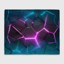 Плед Голубые и розовые неоновые плиты в разломе