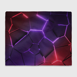 Плед Красно-фиолетовые неоновые плиты в разломе