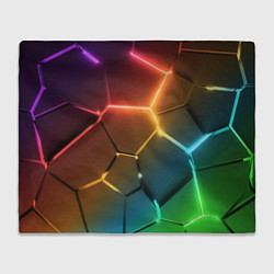 Плед Радужные неоновые плиты в разломе