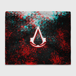 Плед флисовый Assassins Creed logo glitch, цвет: 3D-велсофт
