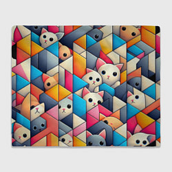 Плед Geometric pattern with kittens - ai art