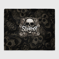 Плед Slipknot на фоне черепа в очках и наушниках