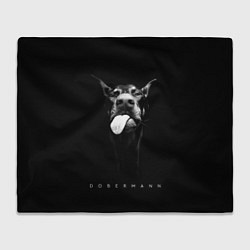 Плед флисовый Dobermann head, цвет: 3D-велсофт