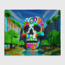 Плед Minecraft landscape with skull - ai art fantasy