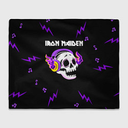 Плед Iron Maiden неоновый череп