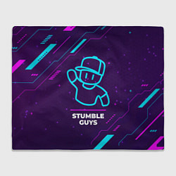 Плед Символ Stumble Guys в неоновых цветах на темном фо