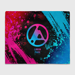 Плед флисовый Linkin Park 2024 - neon gradient, цвет: 3D-велсофт