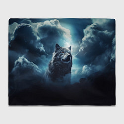 Плед Волк ночное синее небо