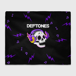 Плед флисовый Deftones неоновый череп, цвет: 3D-велсофт