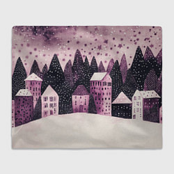 Плед Новогодние домики в лесу