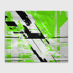 Плед Diagonal black and green stripes on a white backgr