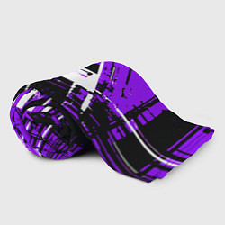 Плед флисовый Diagonal black and white stripes on a purple backg, цвет: 3D-велсофт — фото 2