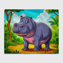 Плед флисовый Бегемотик, цвет: 3D-велсофт