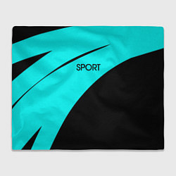 Плед флисовый Sport неоновый голубой с чёрным, цвет: 3D-велсофт