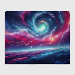 Плед флисовый Spiral neon galaxy - ai art fantasy, цвет: 3D-велсофт