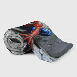 Плед флисовый Человек-паук палзет на стене, цвет: 3D-велсофт — фото 2