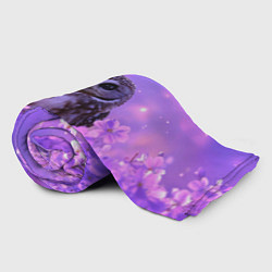 Плед флисовый Сова в фиолетовых цветах, цвет: 3D-велсофт — фото 2