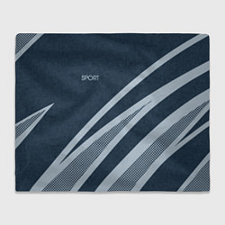 Плед флисовый Sport синий текстурный с полосами, цвет: 3D-велсофт