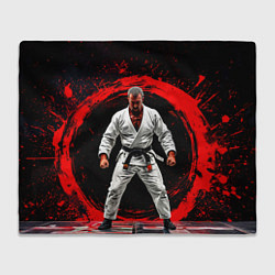 Плед флисовый Боец джиу-джитсу на черном, цвет: 3D-велсофт