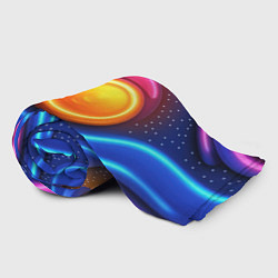 Плед флисовый Оранжевый круг и голубые линии текстура, цвет: 3D-велсофт — фото 2