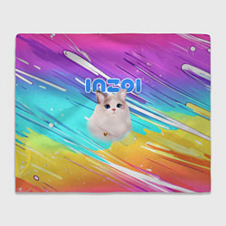 Плед Inzoi кошечка на радужном фоне