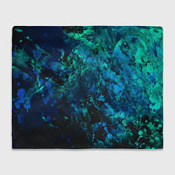 Плед флисовый Абстракция - blue-green paint spill, цвет: 3D-велсофт