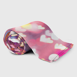 Плед флисовый Сердечки на розовом боке эффекте, цвет: 3D-велсофт — фото 2