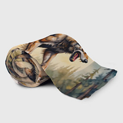 Плед флисовый Волк бежит на фоне луны, цвет: 3D-велсофт — фото 2