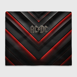 Плед ACDC лого из металла на черно-красной текстуре