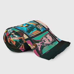 Плед флисовый David Bowie vintage collage, цвет: 3D-велсофт — фото 2