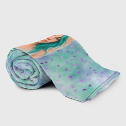 Плед флисовый Билли Айлиш бирюзовые волосы, цвет: 3D-велсофт — фото 2