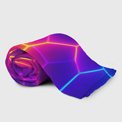 Плед флисовый Синие плиты с фиолетовым свечением, цвет: 3D-велсофт — фото 2