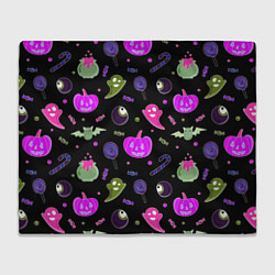 Плед Halloween pink black pumpkin