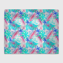 Плед флисовый Palm blue light blue, цвет: 3D-велсофт