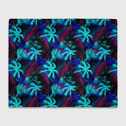 Плед флисовый Palm blue light blue, цвет: 3D-велсофт