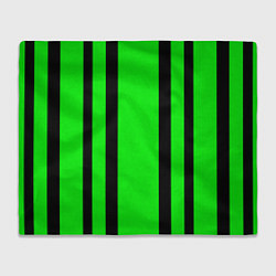 Плед флисовый Color black and green stripes, цвет: 3D-велсофт