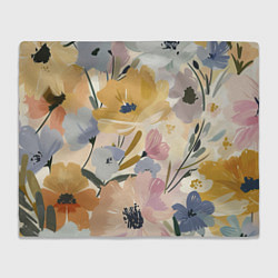 Плед Цветы акварель