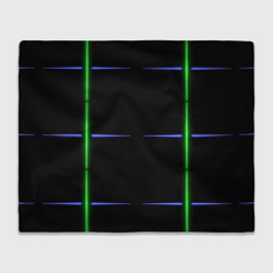 Плед флисовый Color black green purple stripes, цвет: 3D-велсофт
