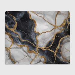 Плед Мрамор белый и черный с золотом